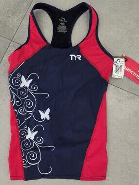 TYR Navy & Fuchsia Butterfly Athletic Tank